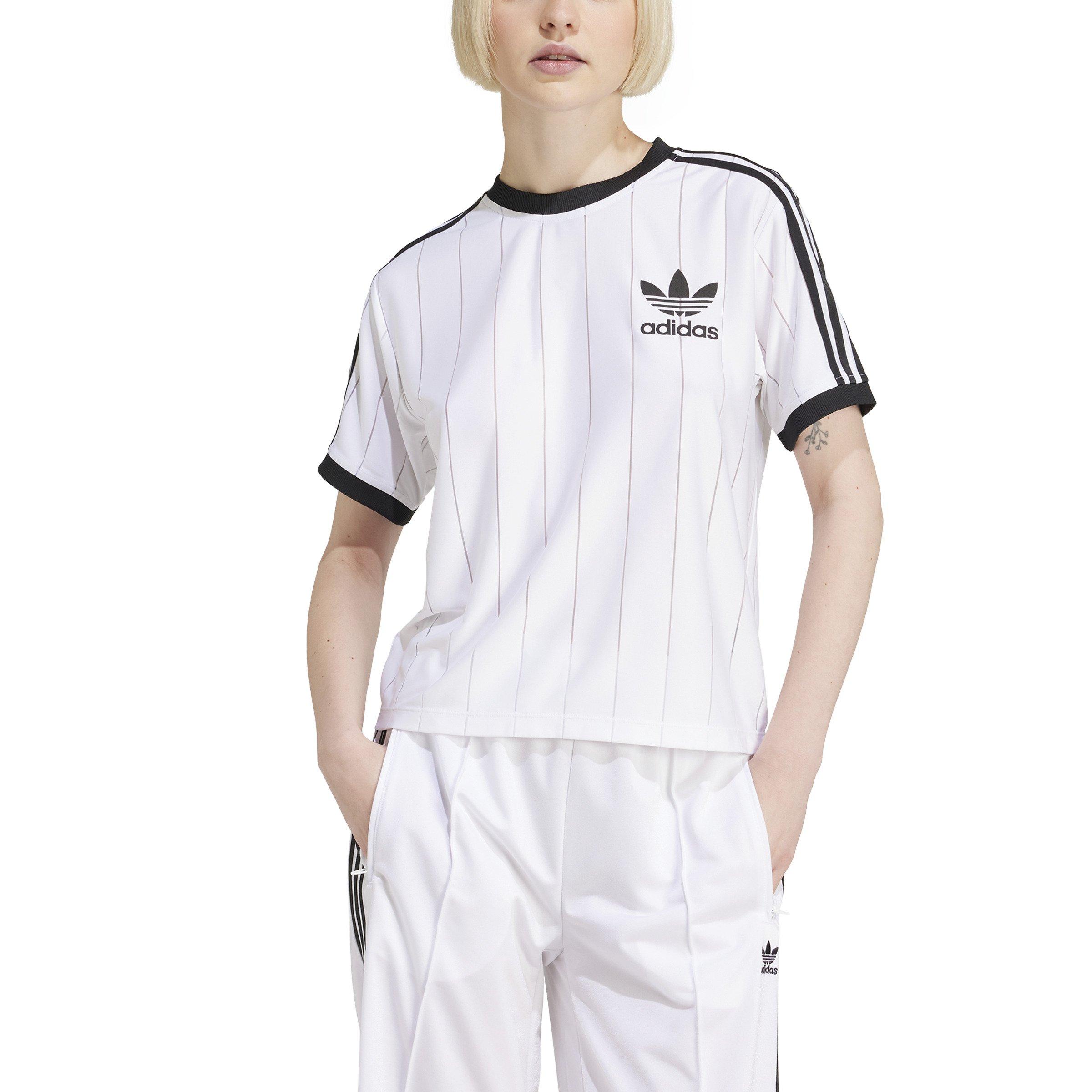 adidas Originals Women's Adicolor 3-Stripes Pinstripe Tee -White